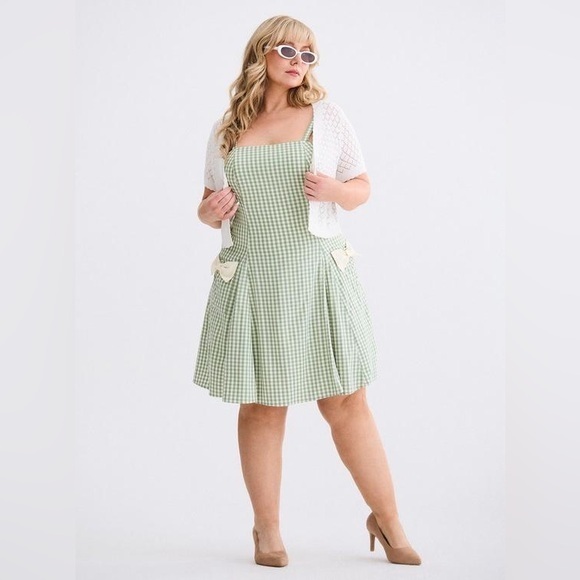 torrid Dresses & Skirts - Torrid Retro Chic Fit & Flare Dress Green Gingham Mini Dress Womens Plus Size 24
